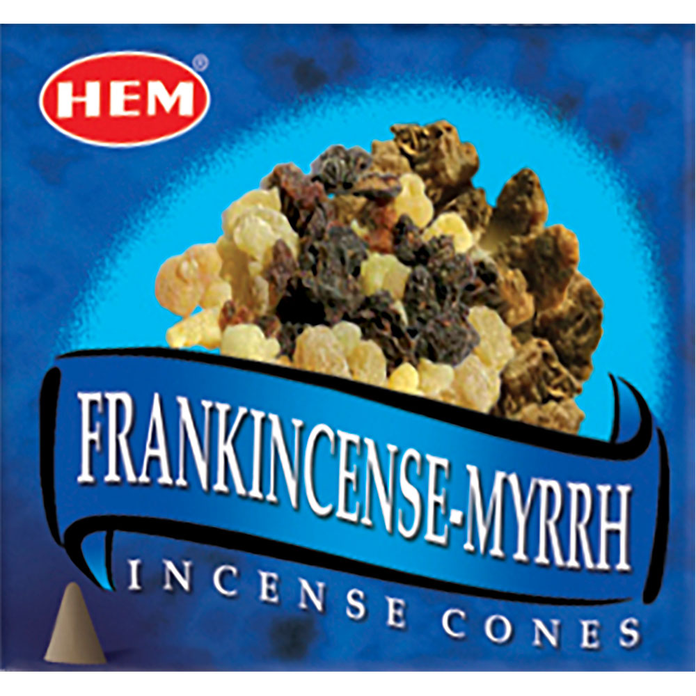 Hem INCENSE Cones in Display Box 10 cones FrankINCENSE & Myrrh (Pk 12)