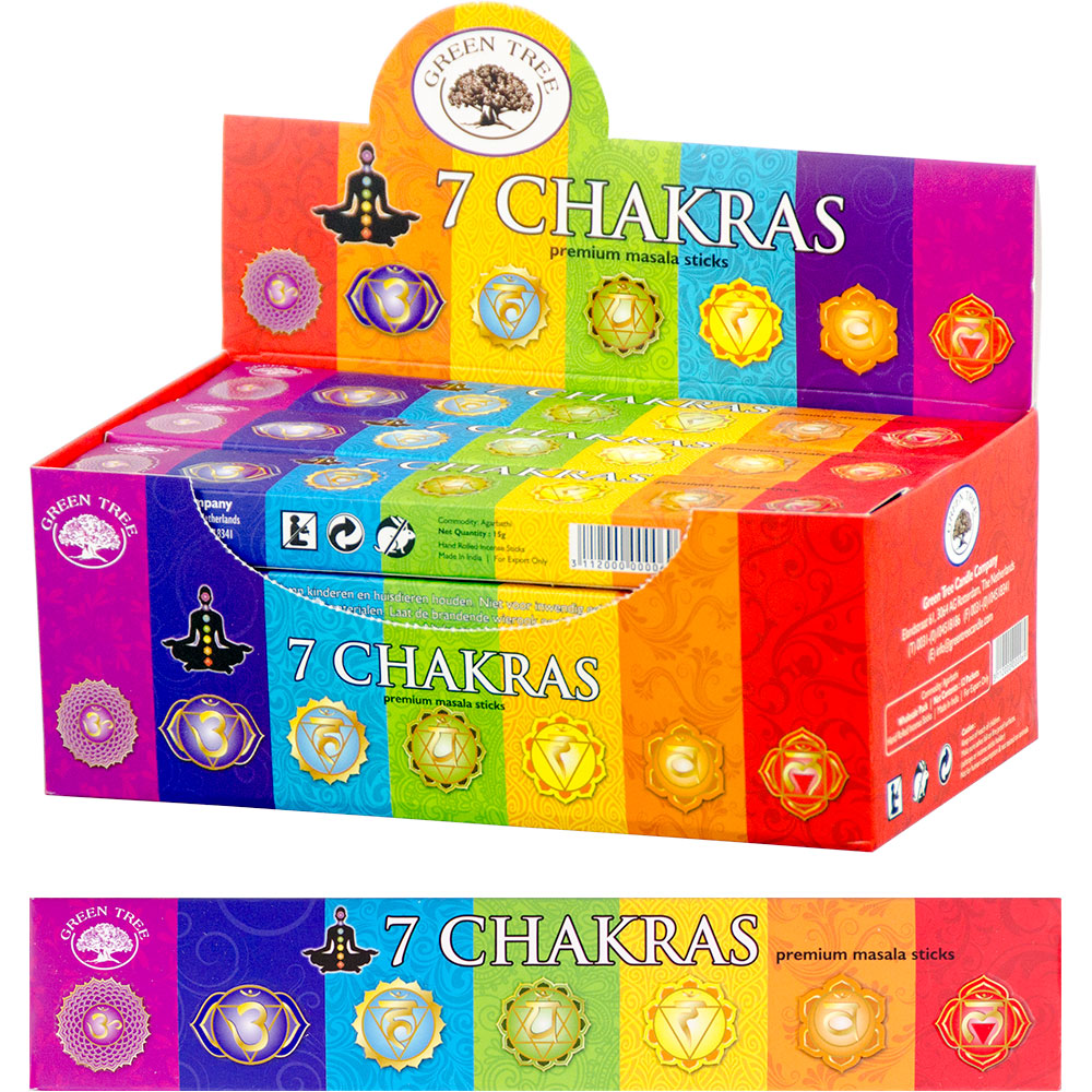 Green Tree INCENSE 15 gr - 7 Chakras (pack of 12)