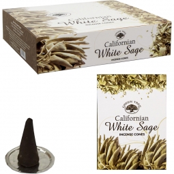 Green Tree Cones in Display Box of 10 Cones - White Sage (Pk 12)