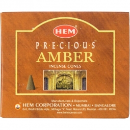 Hem Incense Cones in Display Box 10 cones Precious Amber (pack of 12)