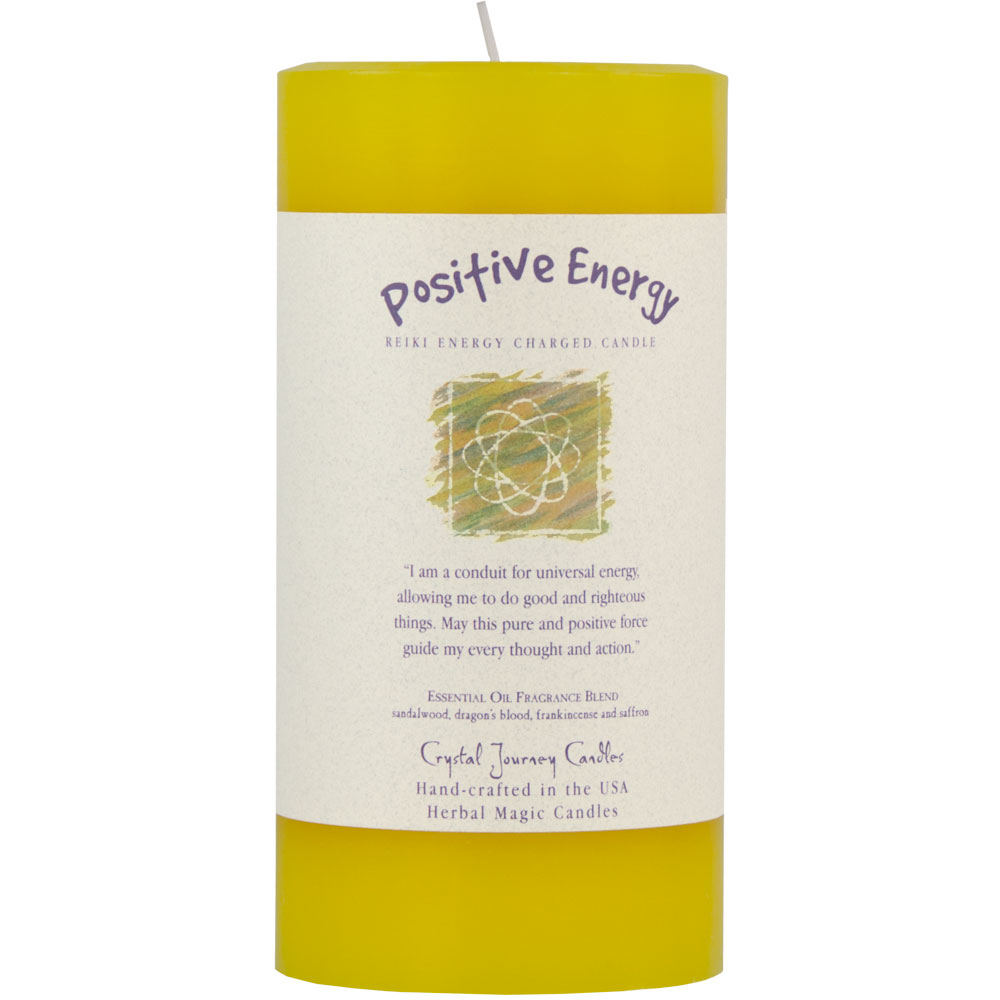 Reiki Herbal Pillar CANDLE Positive Energy 3''x 6'' (Each)