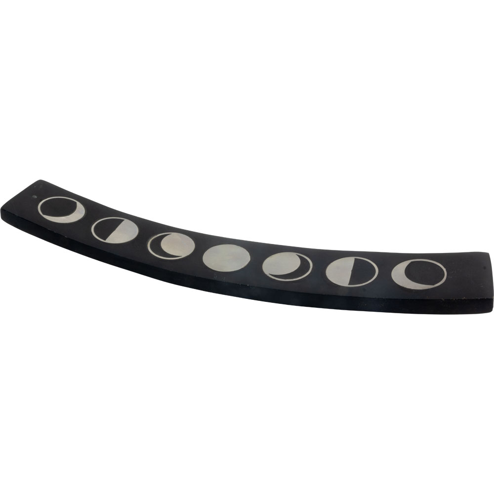 Soapstone INCENSE Holder w/ Silver Inlay -  Moon Phases (Each)