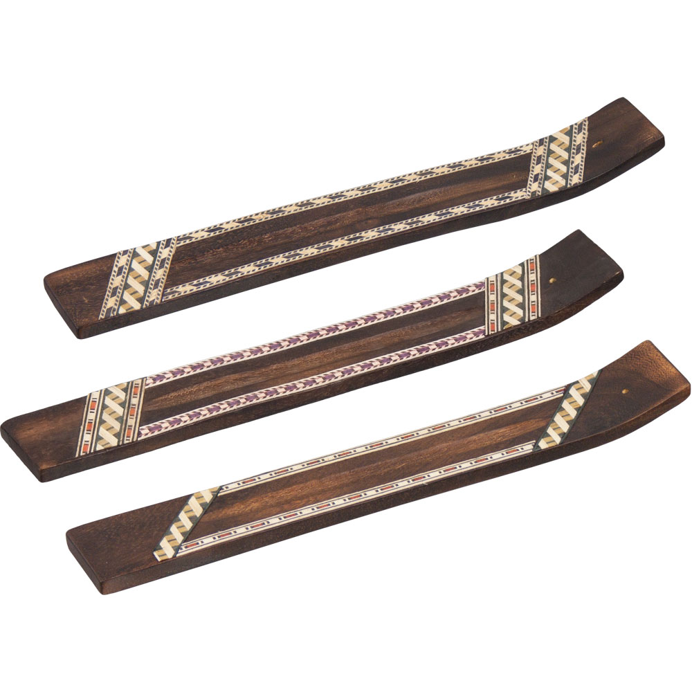 Wood INCENSE Holder Geometric Pattern Astd (Each)