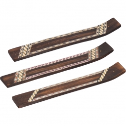 Wood Incense Holder Geometric Pattern Astd (Each)