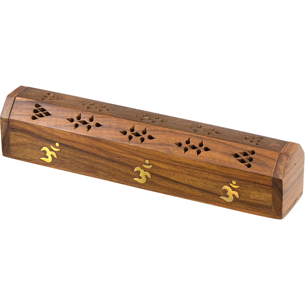 Wood INCENSE Storage Box - Om  (Each)