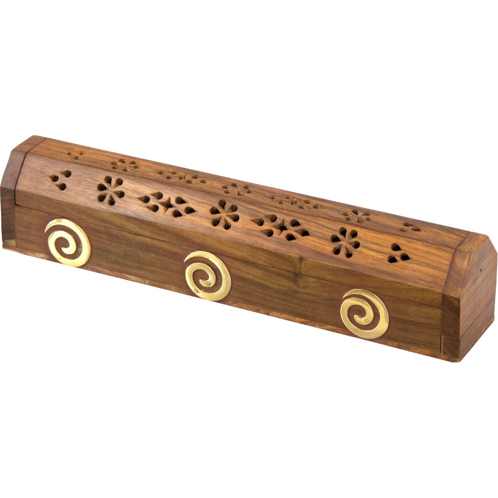 Wood INCENSE Storage Box Spiral Inlay  (Each)