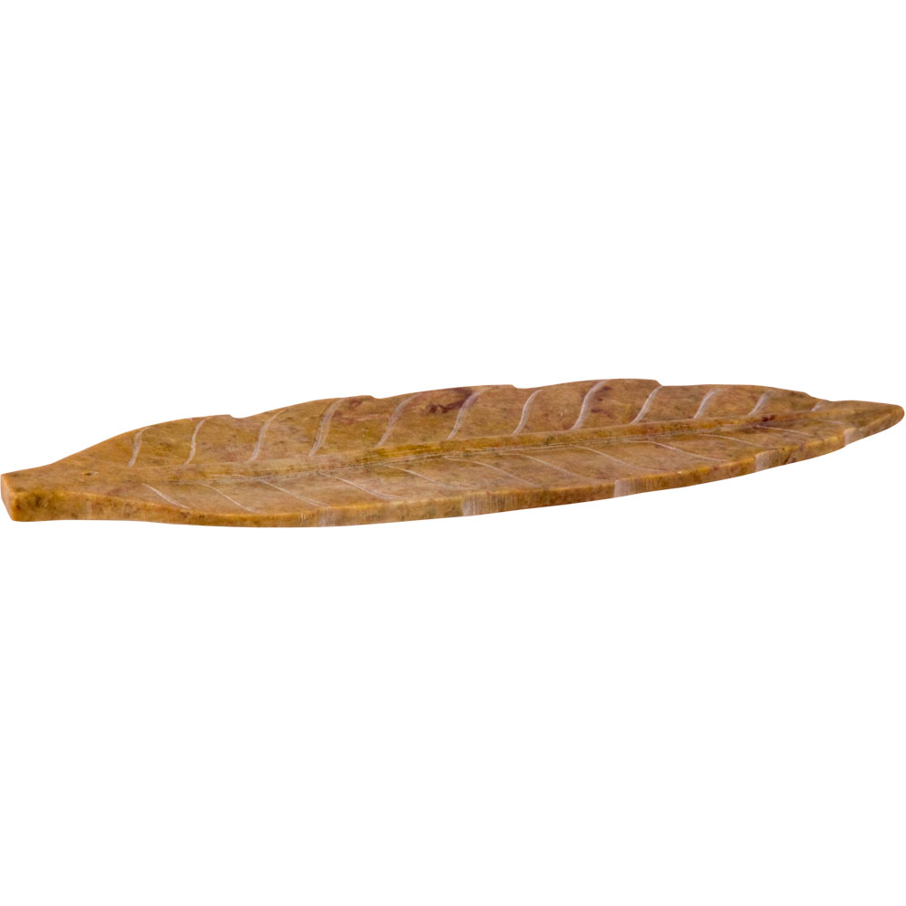 Soapstone INCENSE Holder  Carved Leaf Natural (Each)