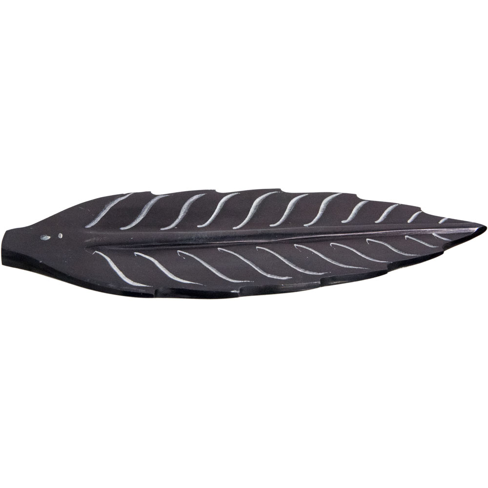 Soapstone INCENSE Holder  Carved Leaf Black (Each)