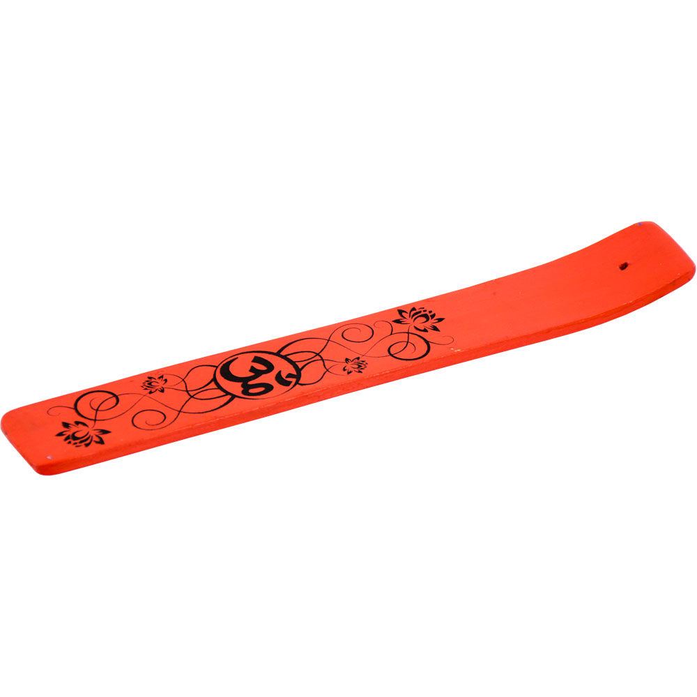 Painted Wood INCENSE Holder - OM Dark Orange (Each)