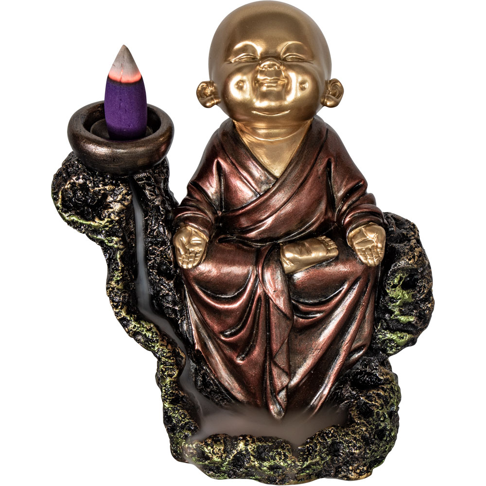 Polyresin Backflow Incense Holder - Meditating BABY Monk (Each)