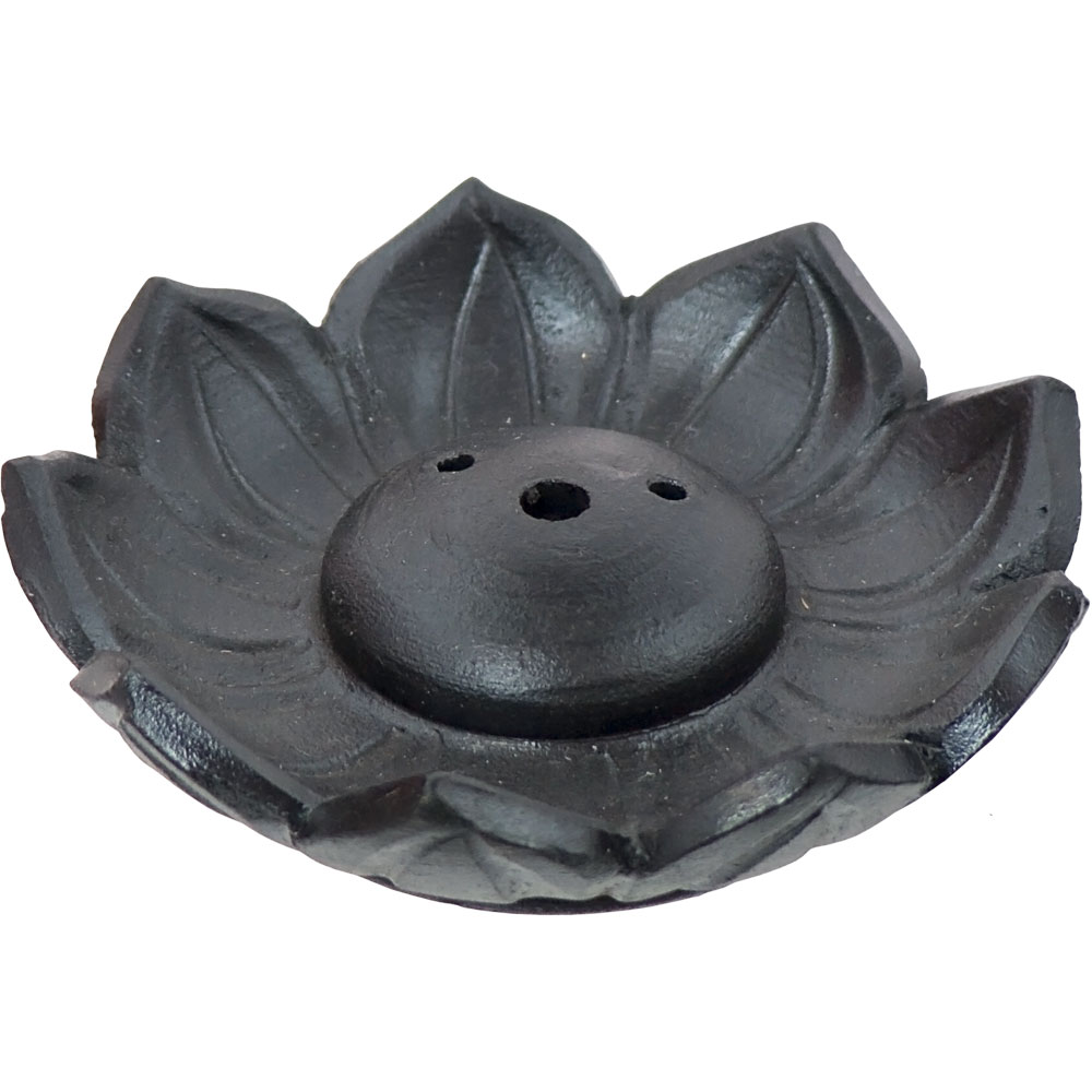 Ceramic INCENSE Holder Lotus Black (Each)