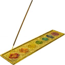 Aluminum Wide Incense Holder Gold - 7 Chakras (Each)