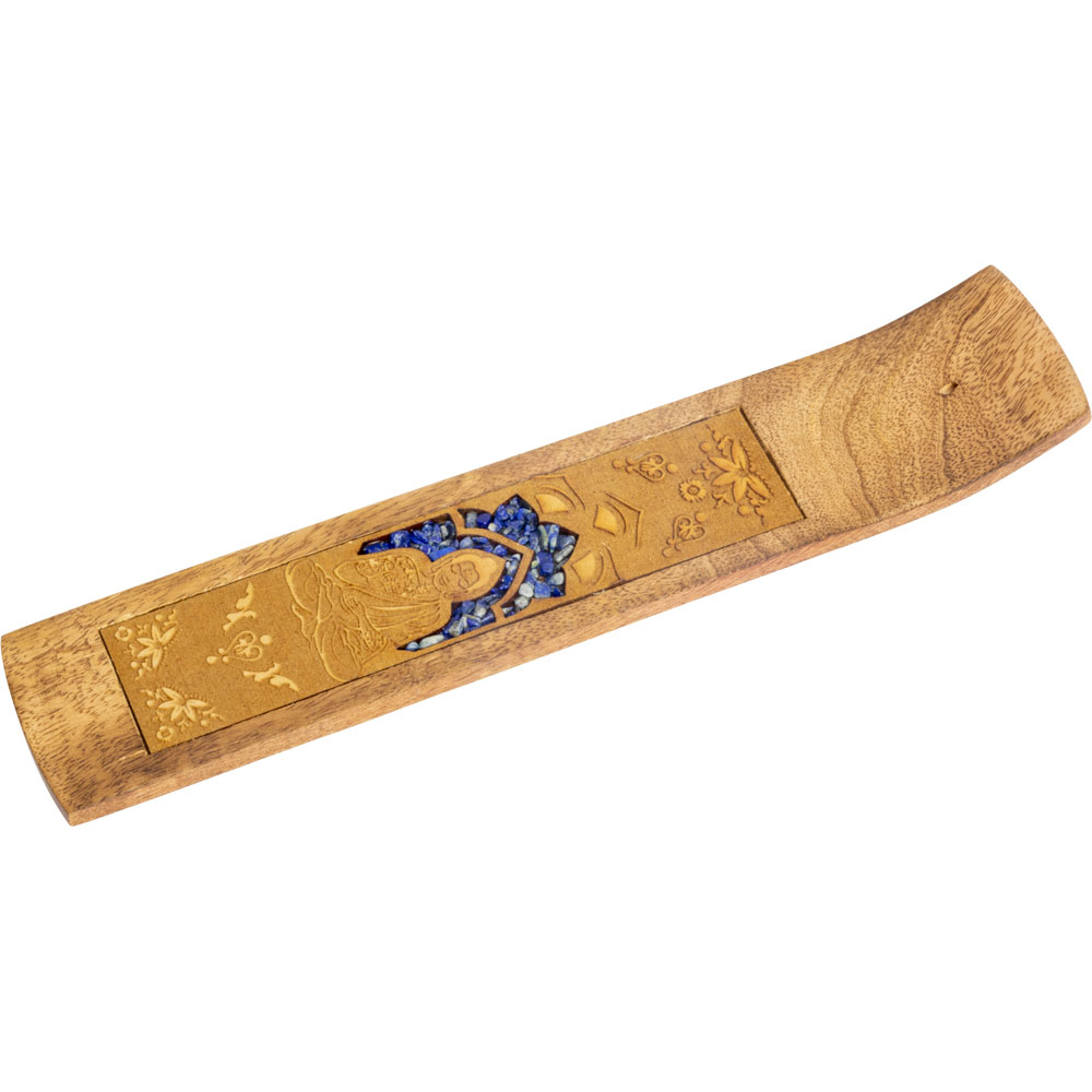 LASER Etched Wood Incense Holder - Buddha w/ Sodalite Inlay (Each)