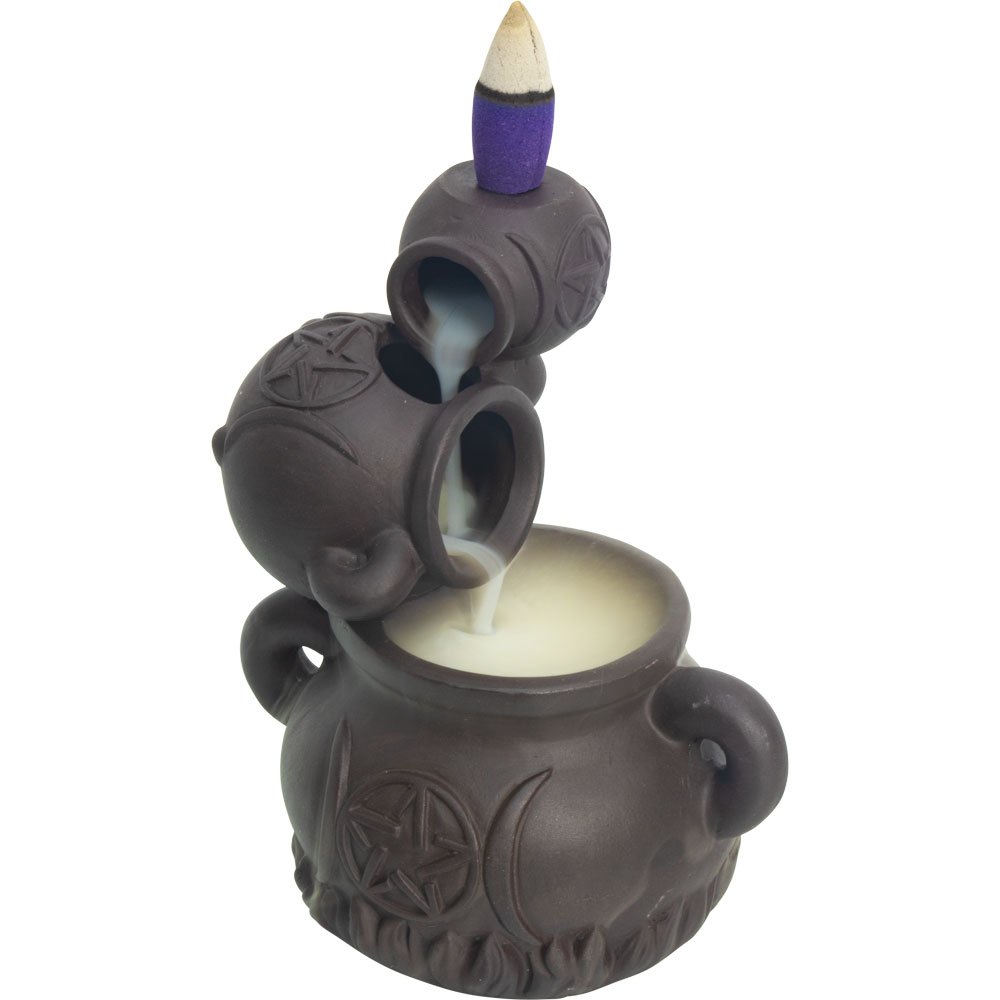 Ceramic Backflow INCENSE Burner - Triple Cauldrons (Each)