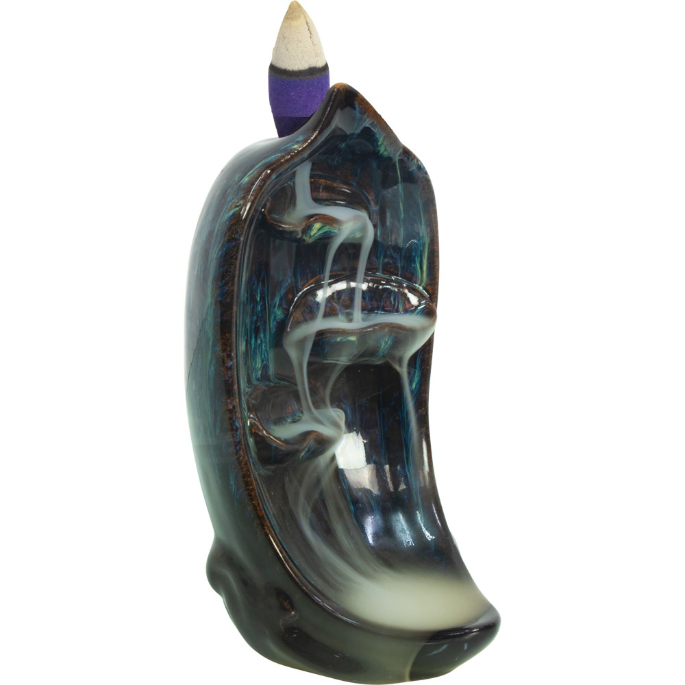 Ceramic Backflow INCENSE Burner - Cascading Wave (Each)