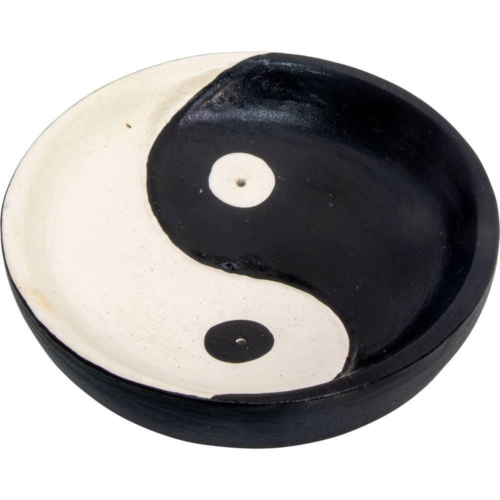 Wood Round INCENSE Holder - Yin Yang (Each)