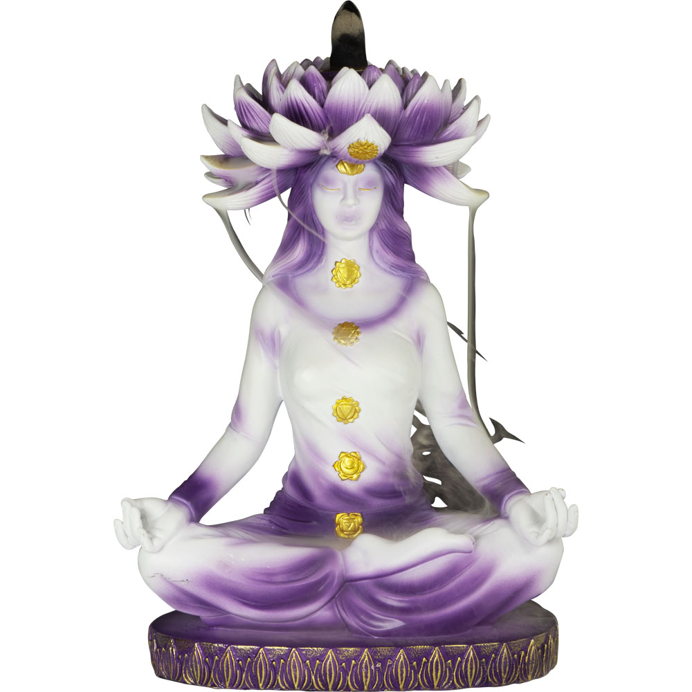 Polyresin Backflow INCENSE Burner - Lotus Chakra Goddess (Each)