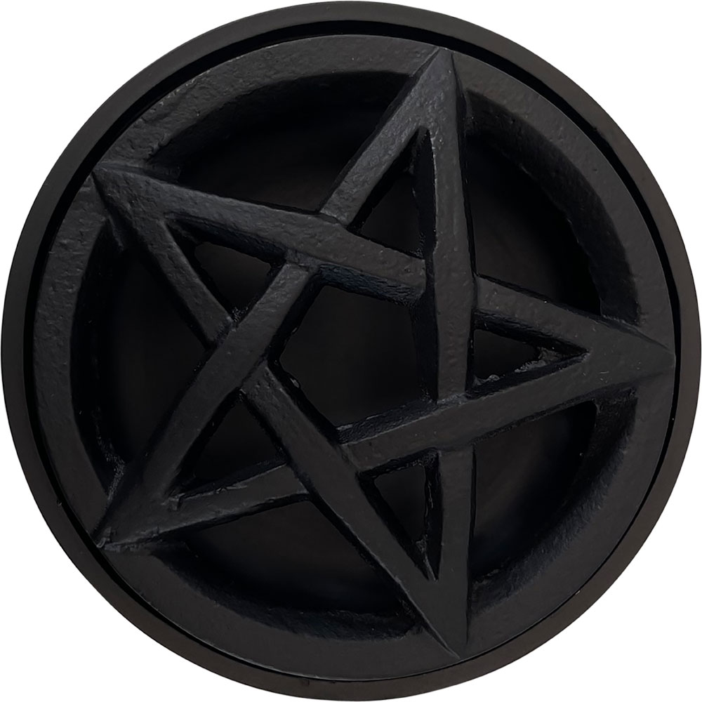 Cast Iron INCENSE Burner w/ Pentacle Lid (Each)