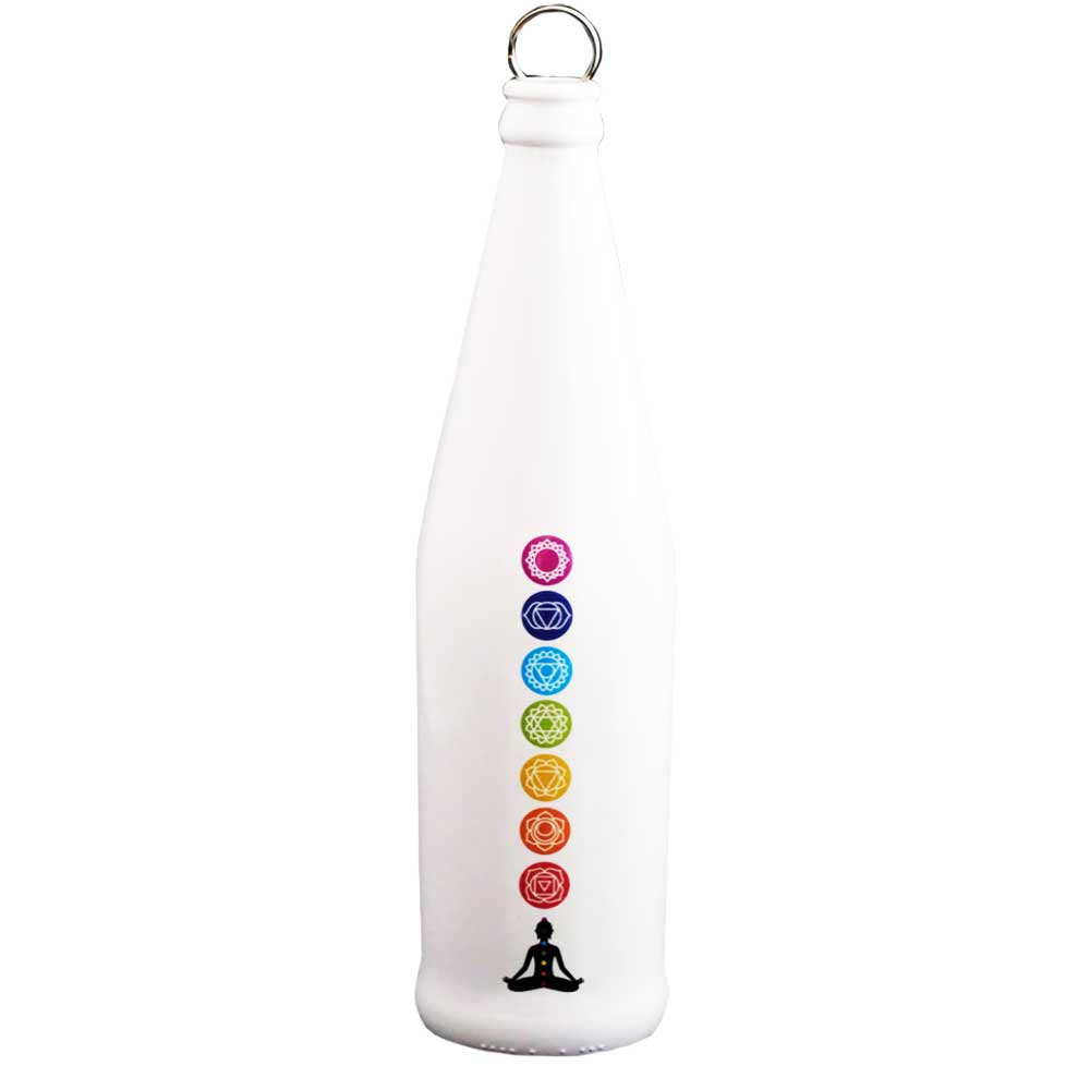 Glass Smoking Bottle INCENSE Burner - 7 Chakras - White (Each)