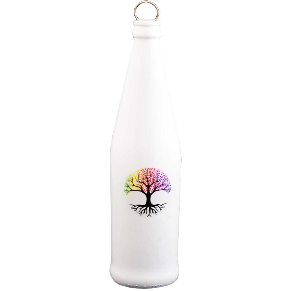 Glass Smoking Bottle INCENSE Burner - Chakra Tree of Life - White (Each)