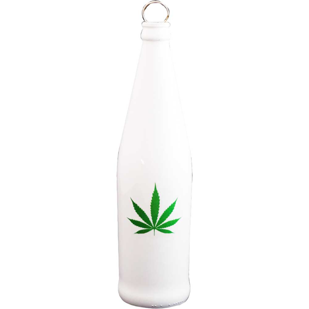 Glass Smoking Bottle INCENSE Burner - Leaf - White (Each)