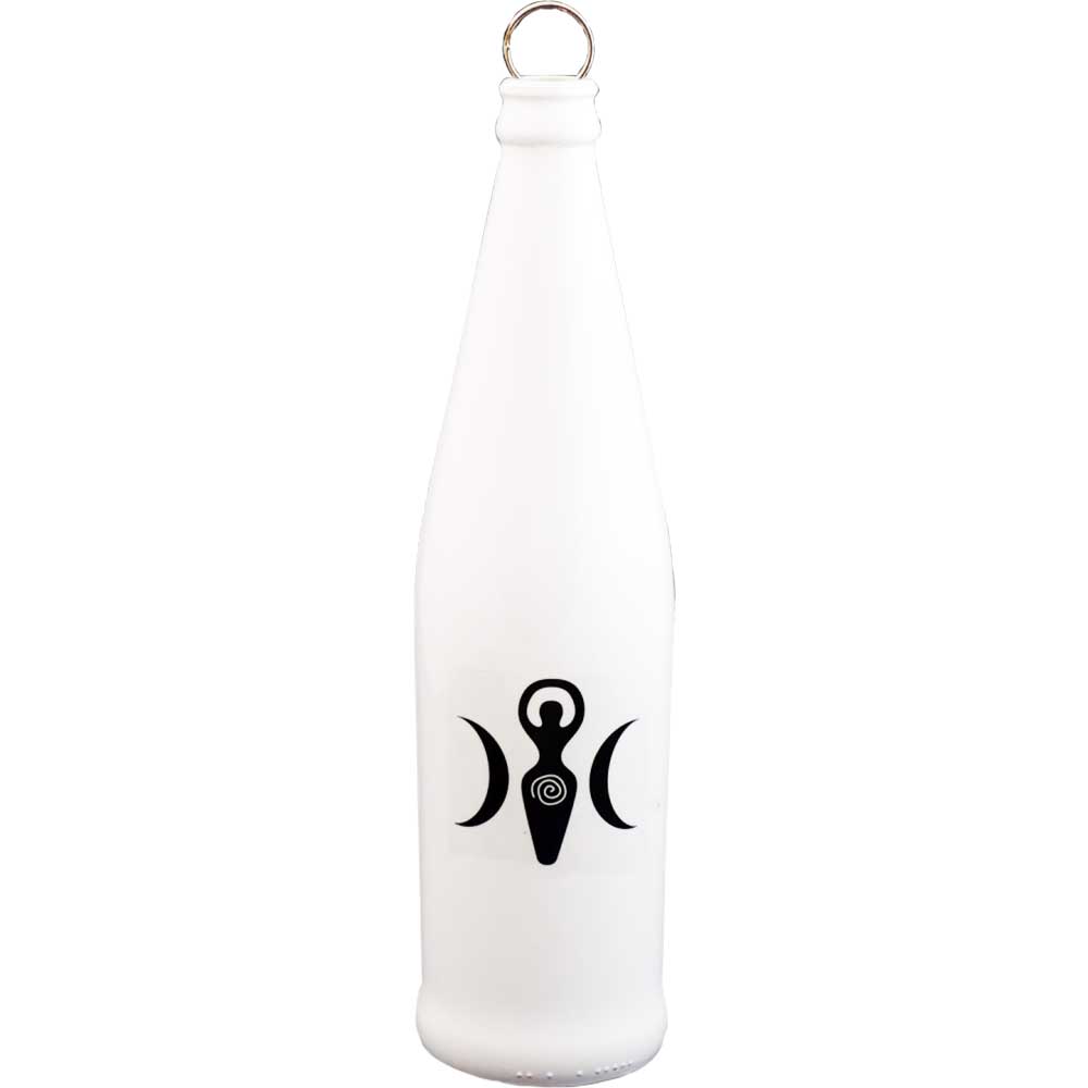 Glass Smoking Bottle INCENSE Burner - Triple Moon Goddess - White (Each)