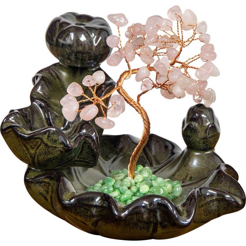 Ceramic Backflow INCENSE Holder - Rose Quartz Gem Tree (Each)