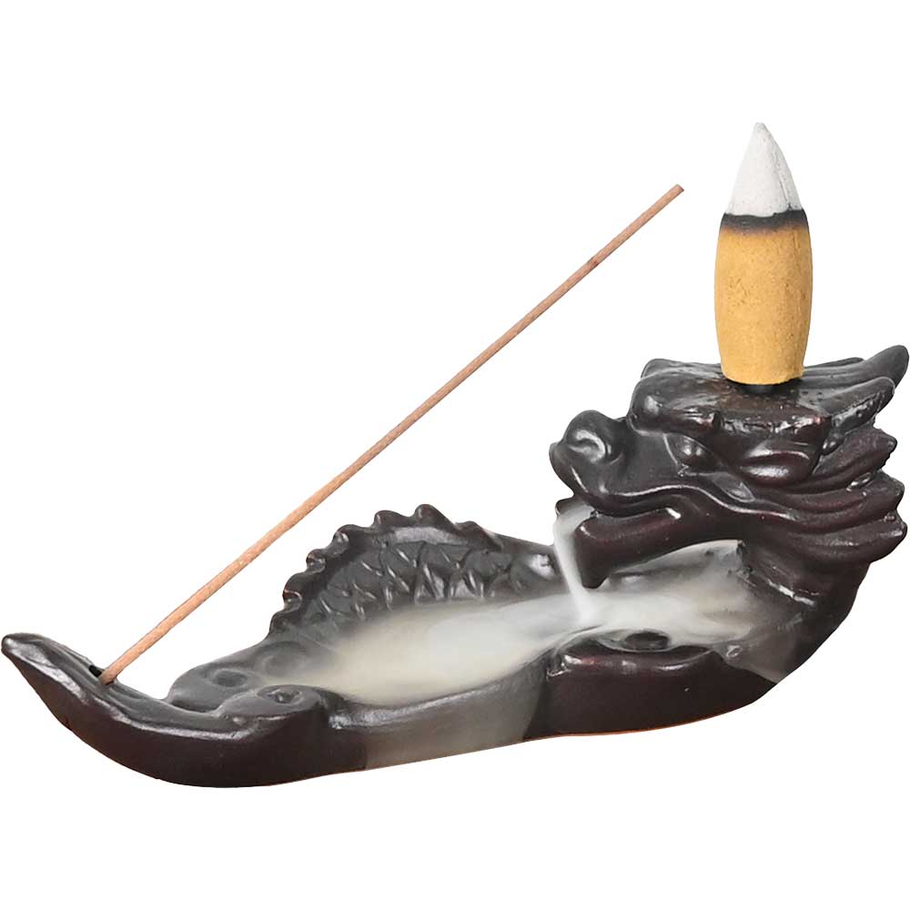 Ceramic Backflow & INCENSE Holder - Sleeping Dragon (Each)