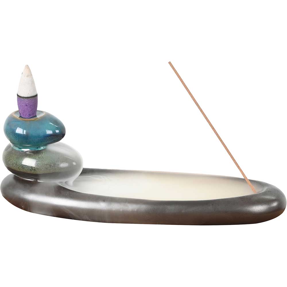 Ceramic Backflow & INCENSE Holder - Zen (Each)