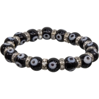 Glass Beads Elastic Bracelet  Evil Eye Protection Black (Each)