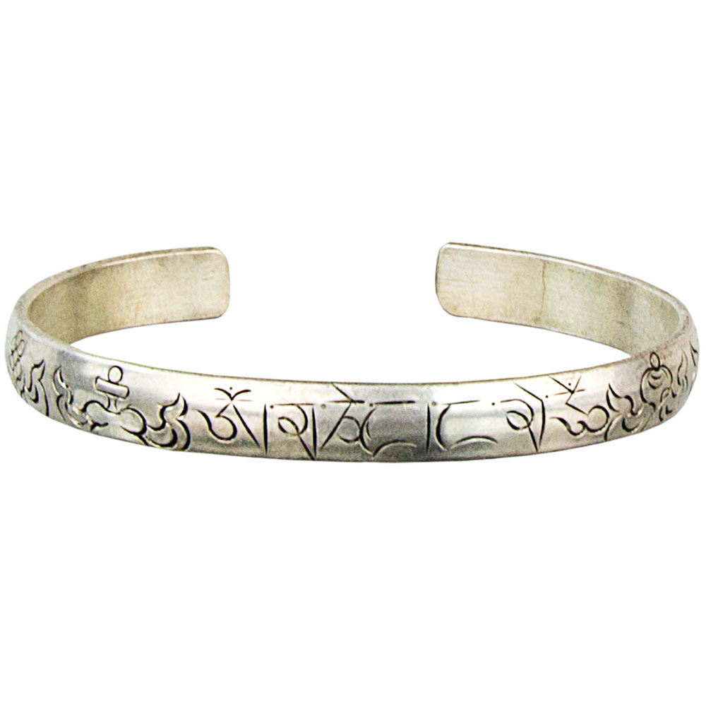 Adjustable BRACELET Silver Finish  Om Mane Padme Hum  (Each)