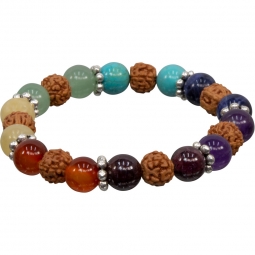 7 Chakra Elastic Bracelet w/ Rudraksha (each)