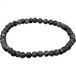 Elastic Bracelet 4mm Round Beads - Black Labradorite (Each)