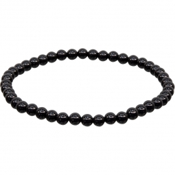 Elastic Bracelet 4mm Round Beads - Black Onyx (Each)