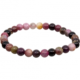 Elastic Bracelet 5-7mm Round Beads - Pink Mix Tourmaline (Each)