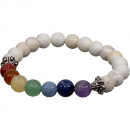 Chakra Elastic Bracelet 8mm Round Beads - Howlite (Each)