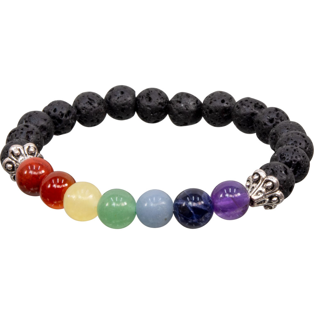 Chakra Elastic BRACELET 8mm Round Beads - Lava (Each)