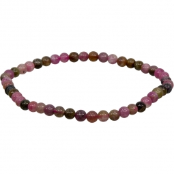 Elastic Bracelet 4mm Round Beads - Pink Mix Tourmaline (Each)