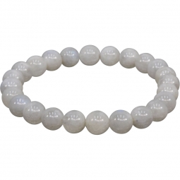 Elastic Bracelet 6-8mm Round Beads - Rainbow Moonstone (Each)