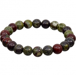 Elastic Bracelet 8mm Round Beads - Dragons Blood Jasper (Each)