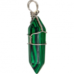 Wire Wrapped Point Pendants - Malachite (Pack of 5)