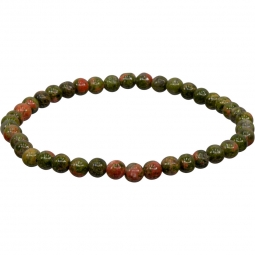 Elastic Bracelet 4mm Round Beads - Unakite (Each)