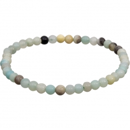 Elastic Bracelet 4mm Round Beads - Mixed Amazonite (Each)