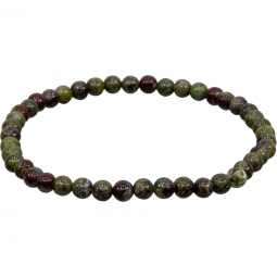 Elastic Bracelet 4mm Round Beads - Dragons Blood Jasper (Each)