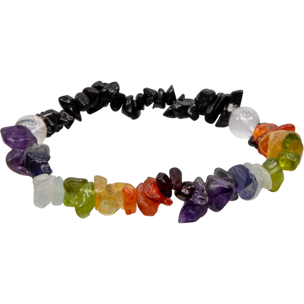 Elastic CHIPs Bracelets Chakras w/Bk Tourmaline (Each)