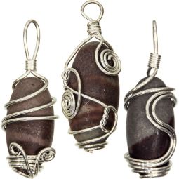 Wire Wrapped Pendant - Shiva Lingam Asst'd Wire Designs (Pack of 6)