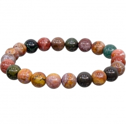 Elastic Bracelet 8 mm Round Beads - Ocean Jasper (Each)