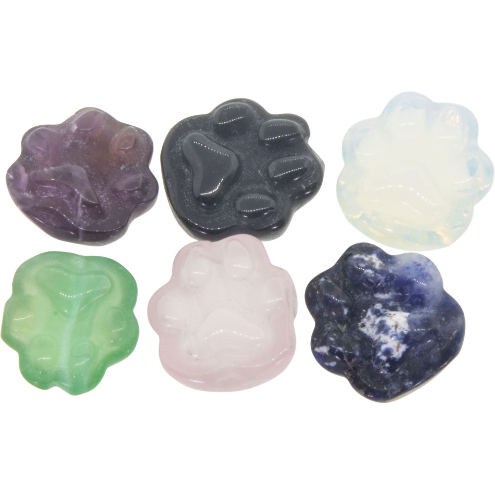 Gemstone Pocket Stone - DOG Paw Asst'd (Pack of 6)