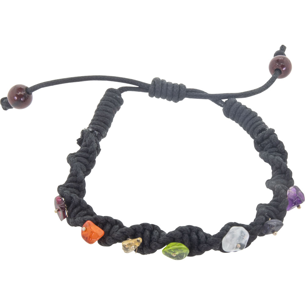 Wax Cord Twist Bracelet w/ Chakra CHIPs Gemstones (Each)