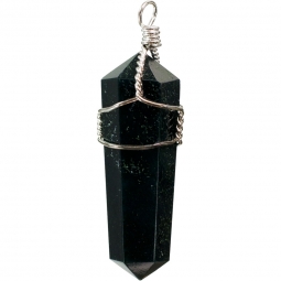 Wire Wrapped Point Pendants - Black Obsidian (Pack of 5)